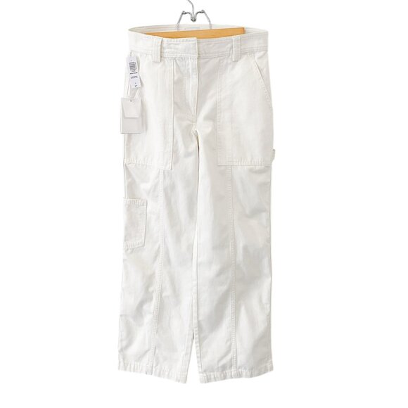 Sunday Best New Oscar Mid-Rise Utility Carpenter Cotton Pant | Size 6 | White - Picture 3 of 10